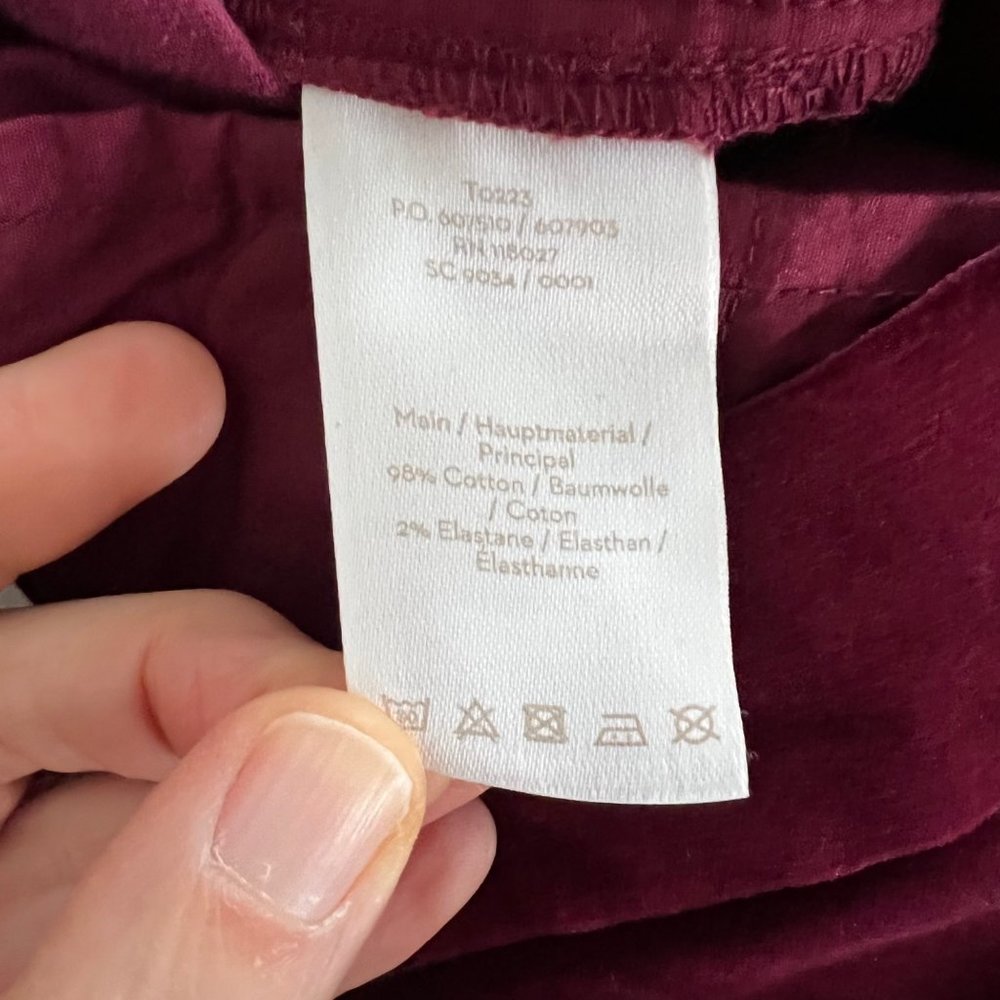 Boden Cranberry Velvet Straight Leg Trousers 18L NWT - Picture 8 of 9